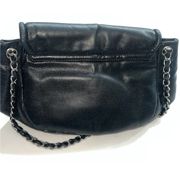 Preowned Authentic Chanel Black Caviar Leather, Pleated Half Moon Flap Bag - Picture 3 of 16
